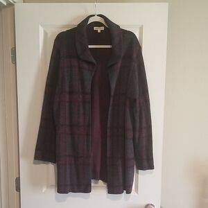 Elegant Plaid Blazer in Black and Purple